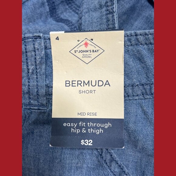 St. John's Bay - Women's Mid-Rise Cargo Bermuda Short - Light Blue - 4 - Picture 11 of 16